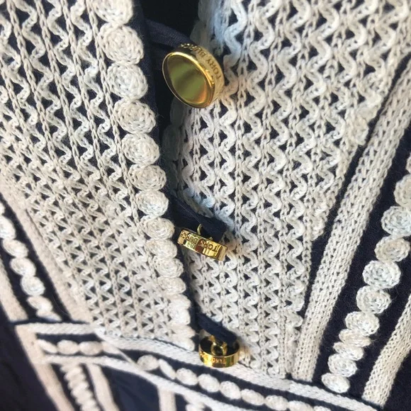 HP! TORY BURCH Aleksi navy and white embroidered tunic. Size 12. NWT! - Picture 5 of 16